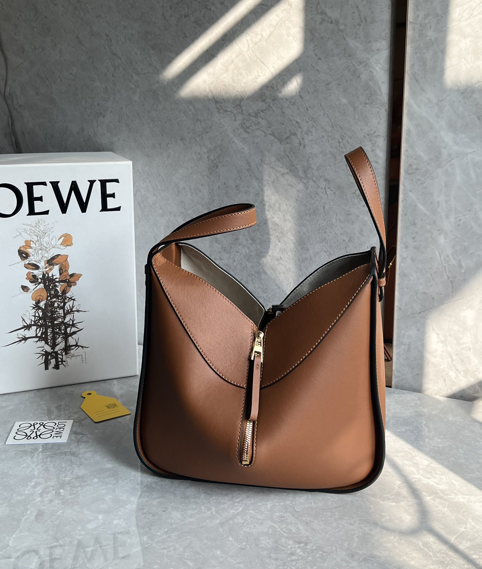 Loewe Small Hammock Bag in Classic Calfskin Caramel